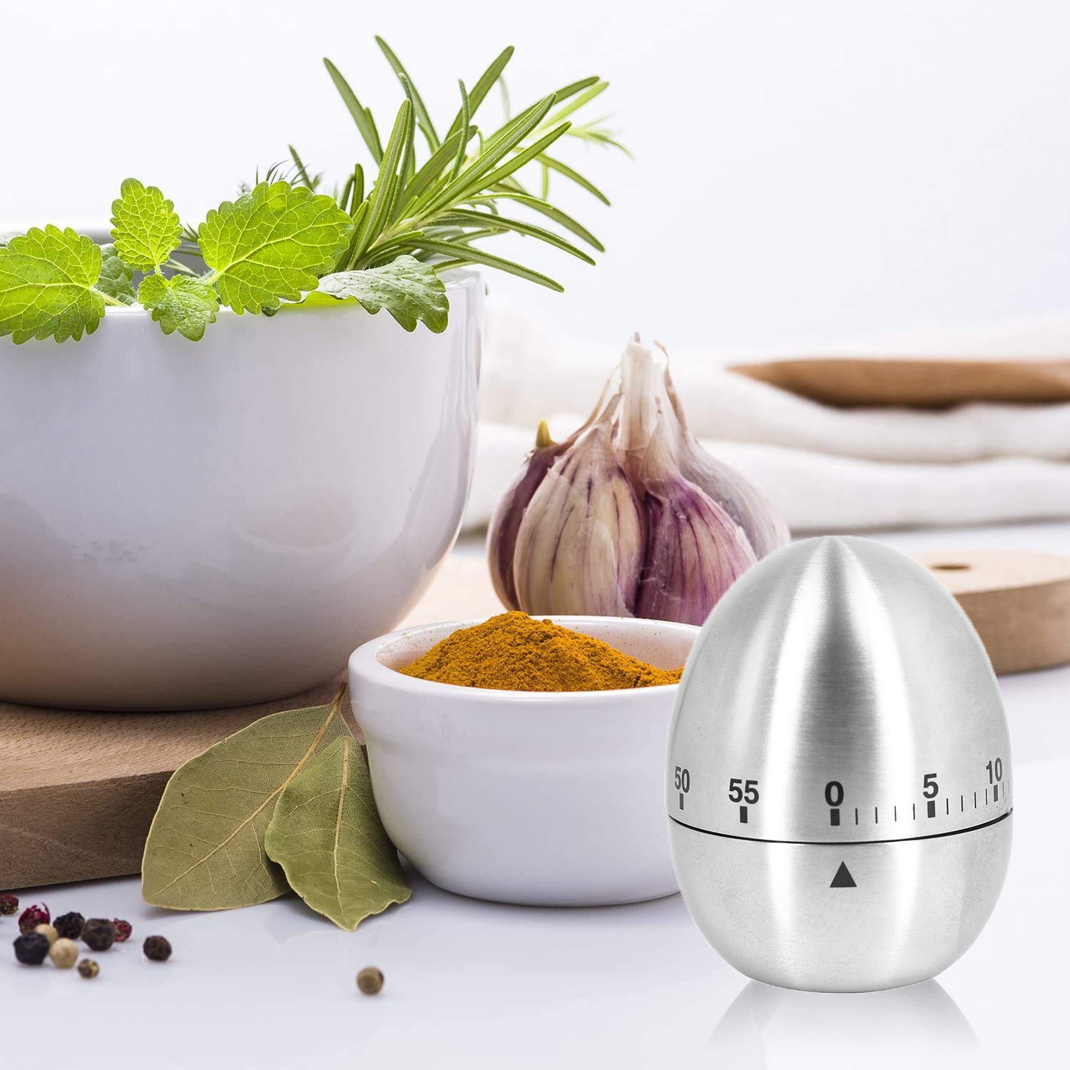**Stainless Steel Mechanical Egg Kitchen Timer - Manual Countdown Cooking Timer with Loud Alarm for Baking, Kids Cooking & Kitchen Use**    *(Use Cases: Perfect for baking, meal prep, kids' cooking classes, and kitchen time management.)*