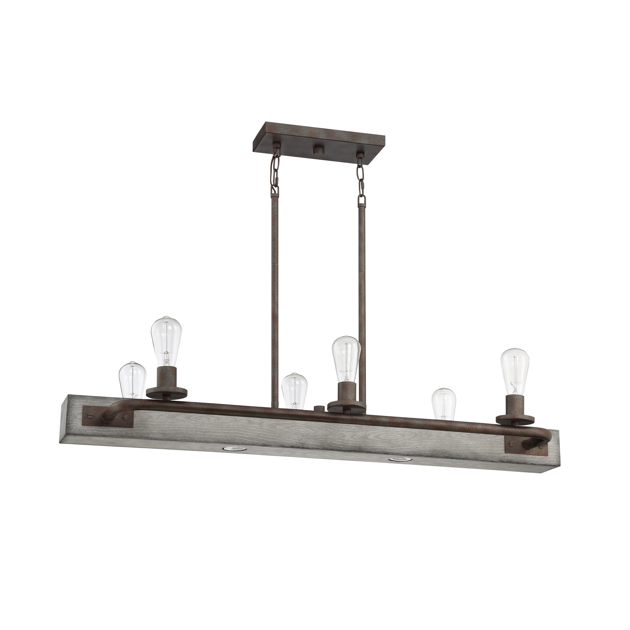 Quoizel Melville 6-Light Iron Gate Linear Chandelier - Modern Farmhouse Ceiling Light Fixture for Dining Room, Kitchen Island & Entryway