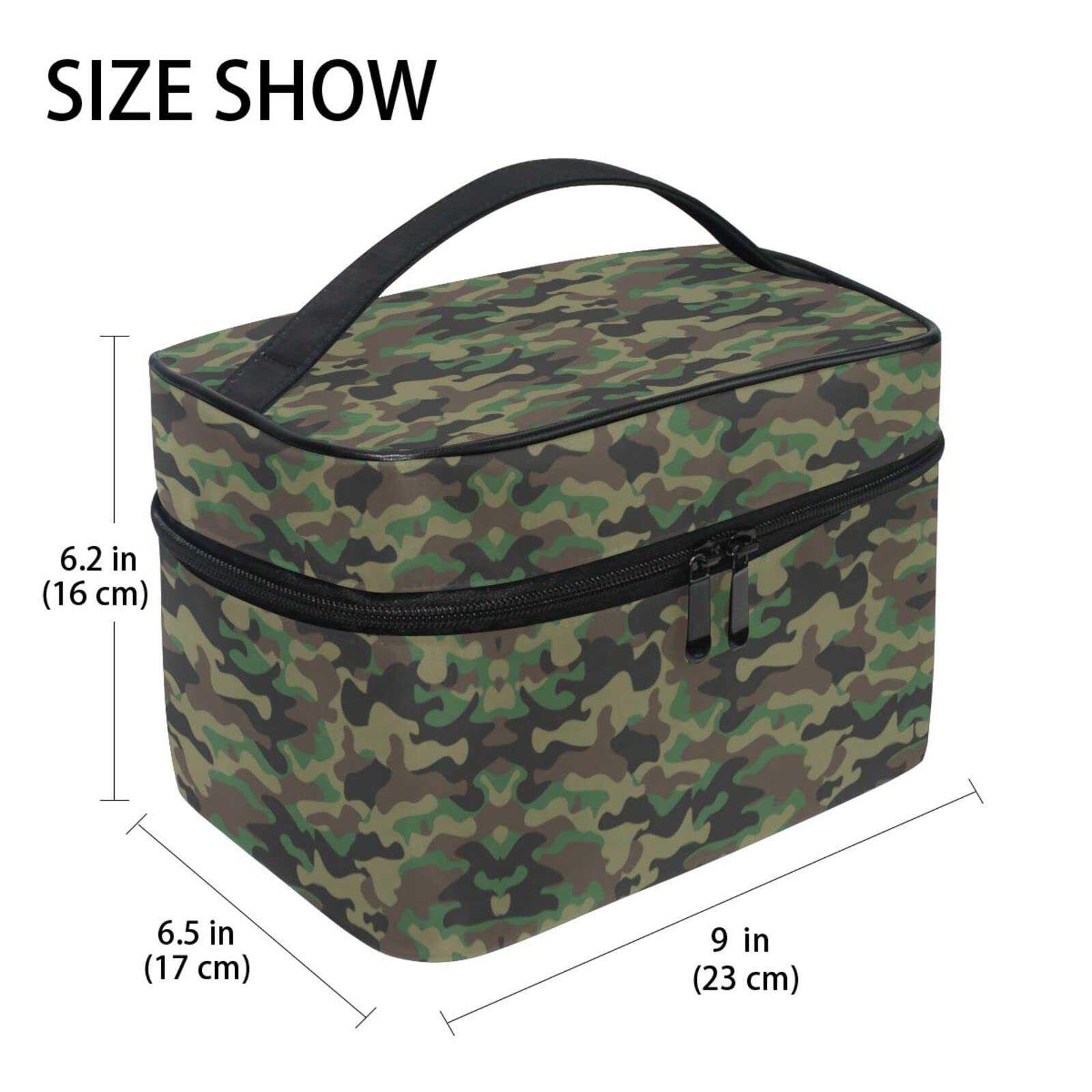 Military Camouflage Green Cosmetic Bag Organizer - Waterproof Zippered Makeup Pouch & Toiletry Case for Women | Travel, Gym, Camping Essentials