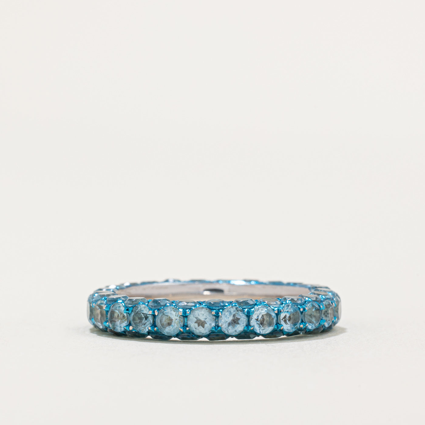 Round Cut Blue Topaz Eternity Ring | 4.80 Carat Total Weight | Size 7 | Wedding Band, Anniversary Gift, Bridal Jewelry, Promise Ring for Her