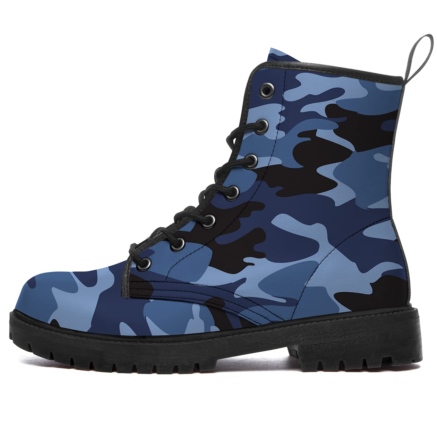 Waterproof Vegan Leather Camouflage Combat Boots for Women & Men - Lace-Up Ankle Boots for Outdoor, Hiking & Casual Wear