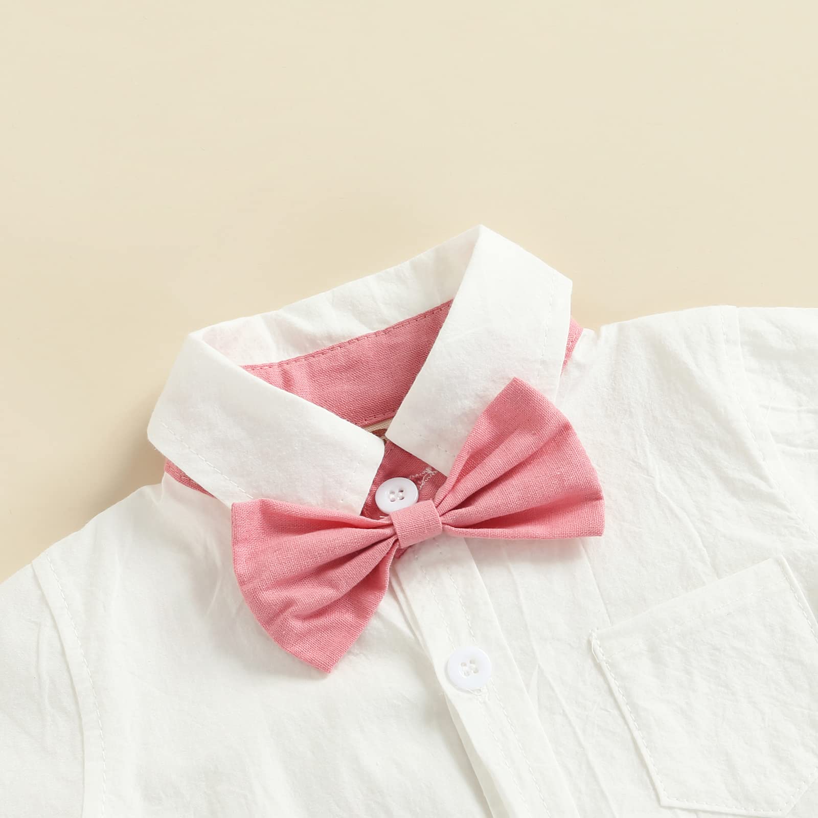 Baby Boy Gentleman Outfit - Short Sleeve Bowtie Romper & Suspenders Shorts Set | Summer Casual Wear for Boys | Perfect for Photoshoots, Parties & Special Occasions
