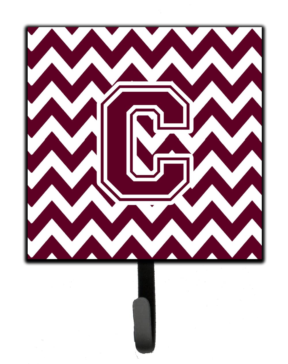 Caroline's Treasures CJ1051-CSH4 Letter C Chevron Maroon & White Wall Hook - Key Holder, Coat Rack, Leash Hanger for Entryway, Kitchen & Bathroom Organization