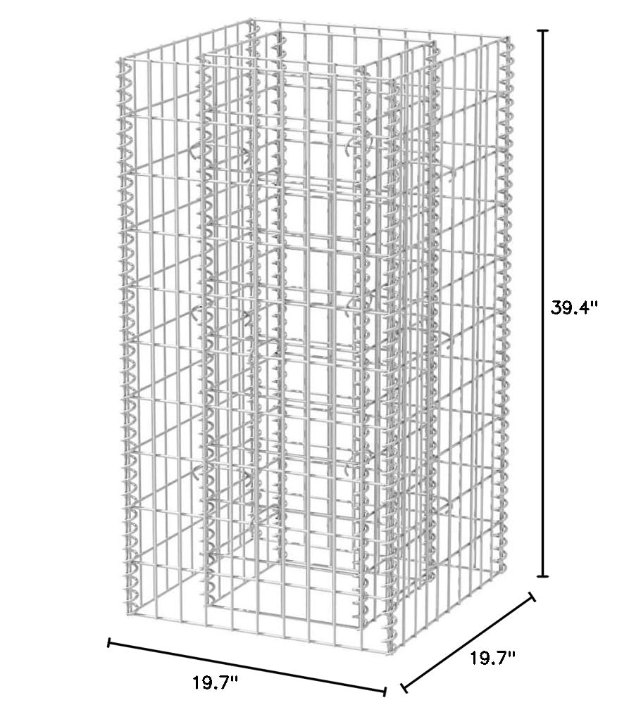 Tidyard Gabion Basket Steel Planter - 19.7x19.7x39.4 Inch Raised Garden Bed for Vegetables & Flowers (Silver) - Perfect for Outdoor Landscaping, Patio Decor & Backyard Gardening