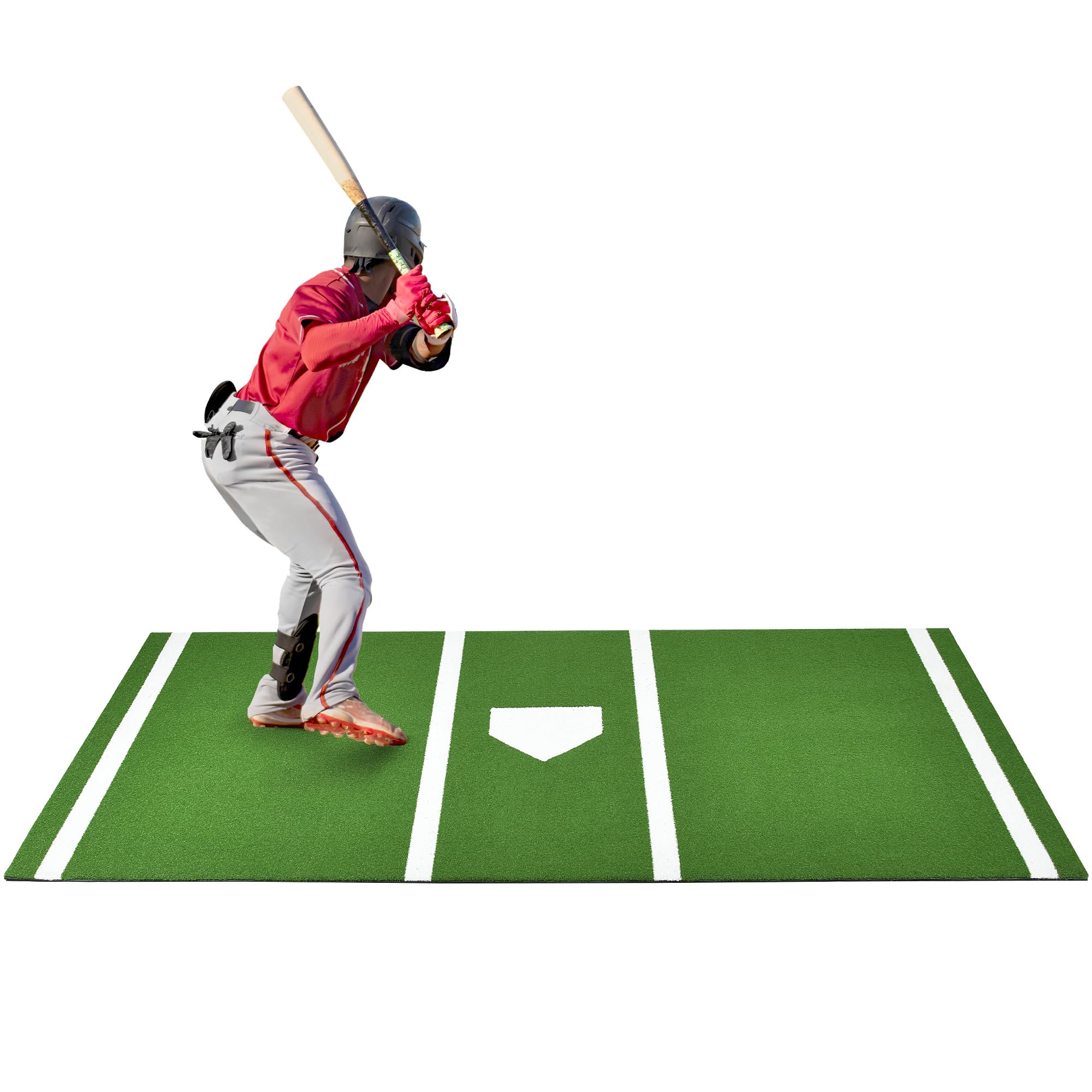 Premium Baseball & Softball Training Mat with Home Plate & Batters Box - Non-Slip Turf Mat with Reinforced Stitching for Indoor/Outdoor Practice, Backyard Drills & Batting Cage Training