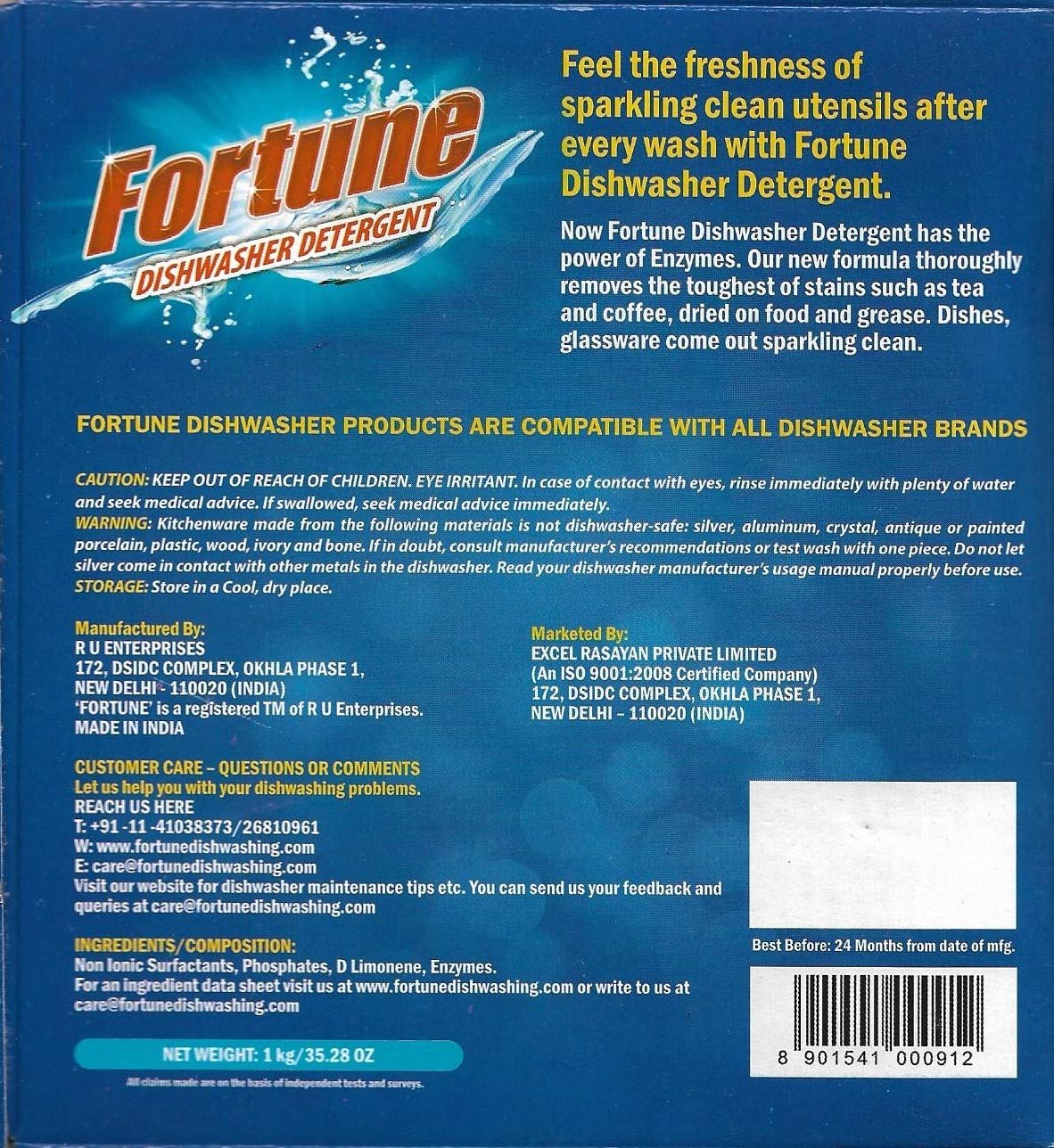 Fortune Dishwasher Detergent Bars - 5 Pack (1 Kg Each) | Universal Compatibility with All Dishwasher Brands | Powerful Cleaning for Tough Grease & Stains | Ideal for Home, Restaurant & Commercial Use