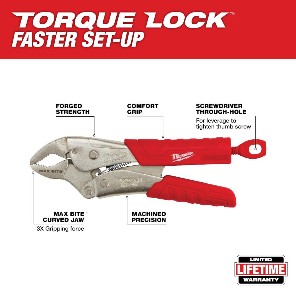 Milwaukee 48-22-3707 Maxbite 7-Inch Locking Pliers with Strong Grip - Ideal for Plumbing, Automotive Repairs & DIY Projects