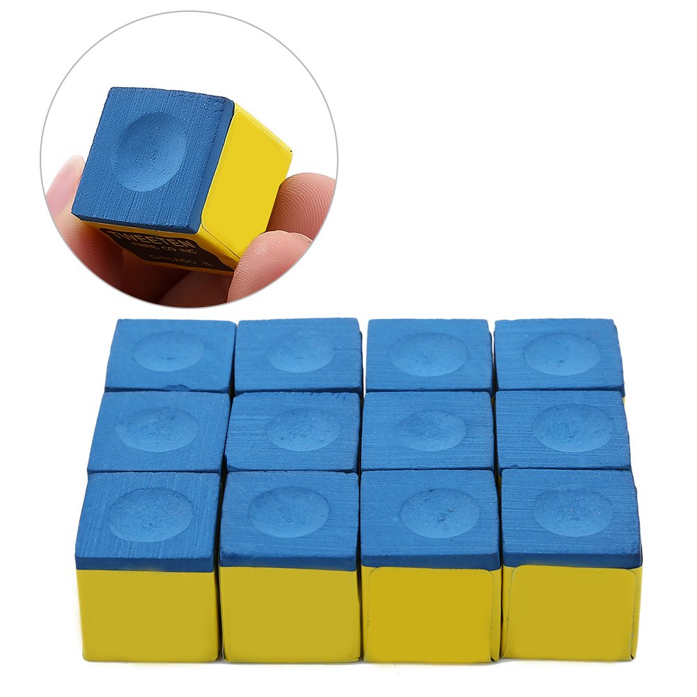 Alomejor No-Slip Billiard Chalk - Blue & Green Cue Tip Chalk for Pool & Snooker (12pcs/Box) - Perfect for Smooth Shots & Enhanced Grip in Professional & Home Game Rooms