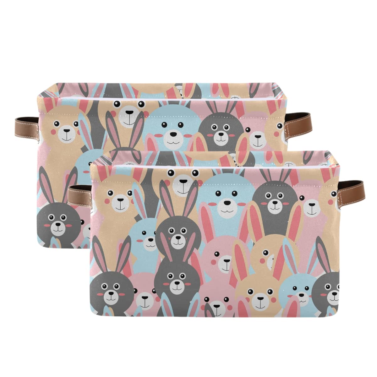 Adorable Collapsible Baby Rabbit Storage Basket - Waterproof Rectangle Bin for Nursery, Toys, Books & Closet Shelves | Perfect for Kids' Room Decor, Organizing Baby Essentials & Home Storage Solutions