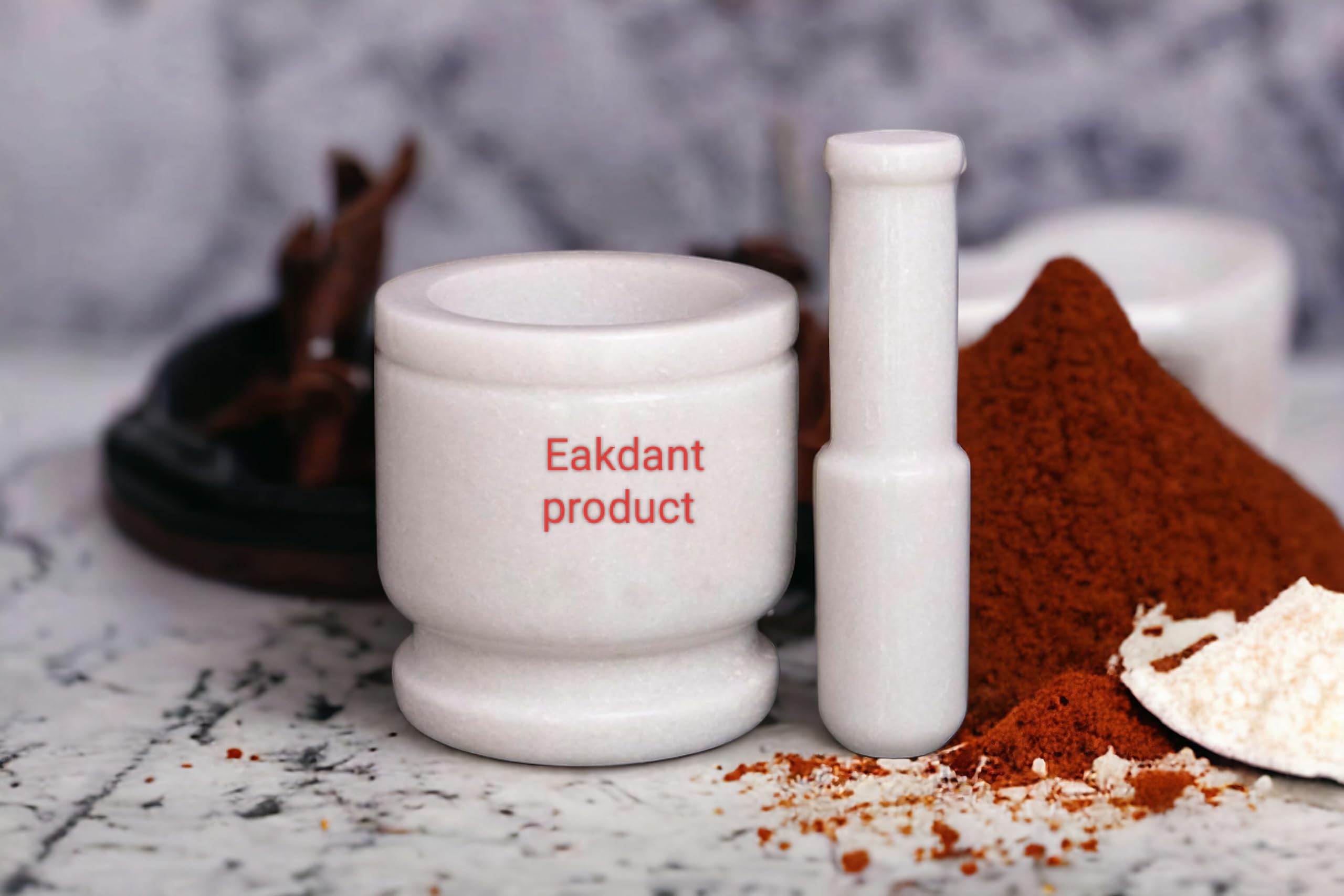 Natural Stone Grinder & Mortar Pestle Set - Large 5x5 Inch for Spices, Herbs, Garlic, Ginger - Traditional Handmade Kallu, Kunda, Dasta - Perfect for Indian Cooking, Ayurvedic Remedies & Kitchen Use