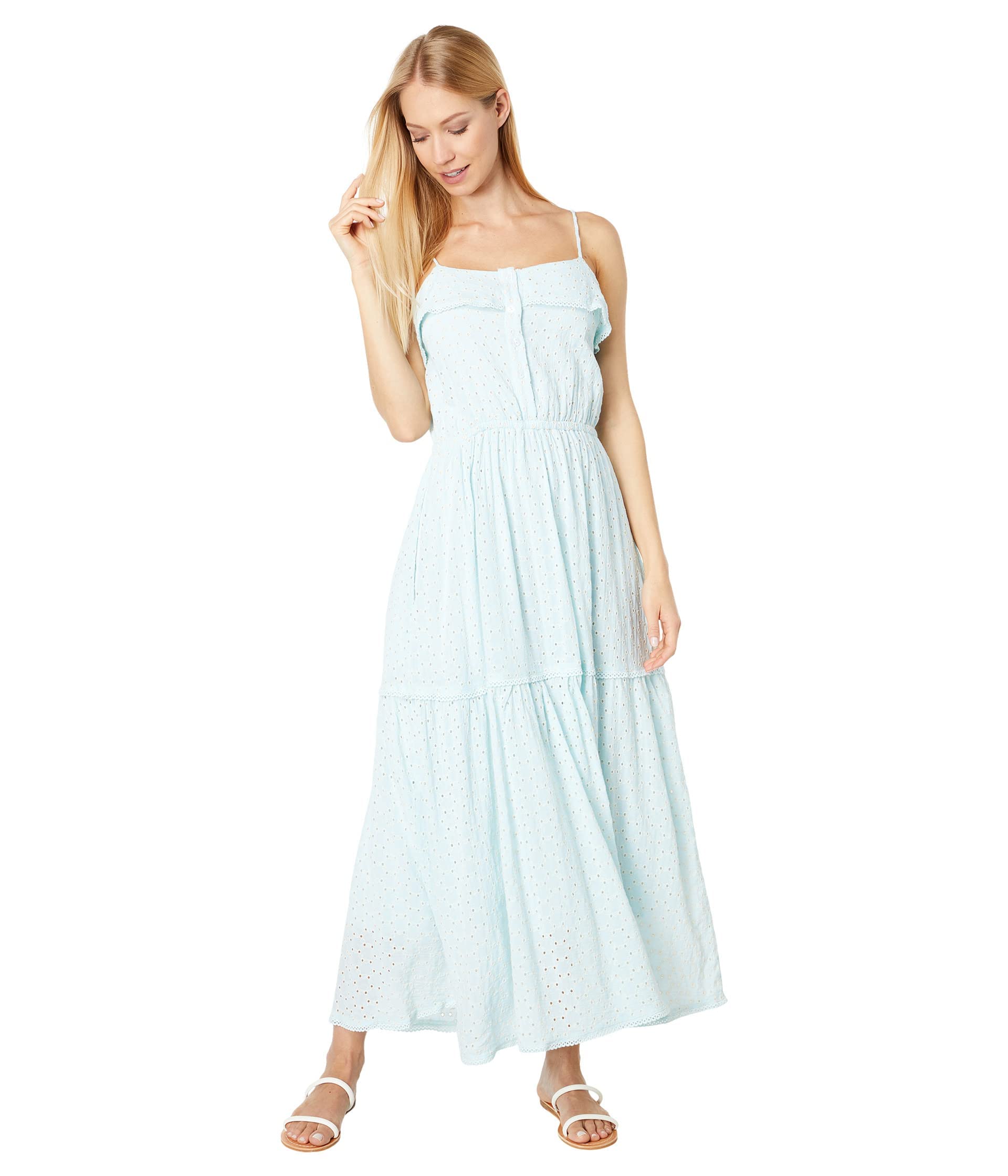Lost + Wander Blissful Blues Maxi Dress - Flowy Long Bohemian Summer Dress for Women | Beach Wedding, Vacation & Casual Outfit
