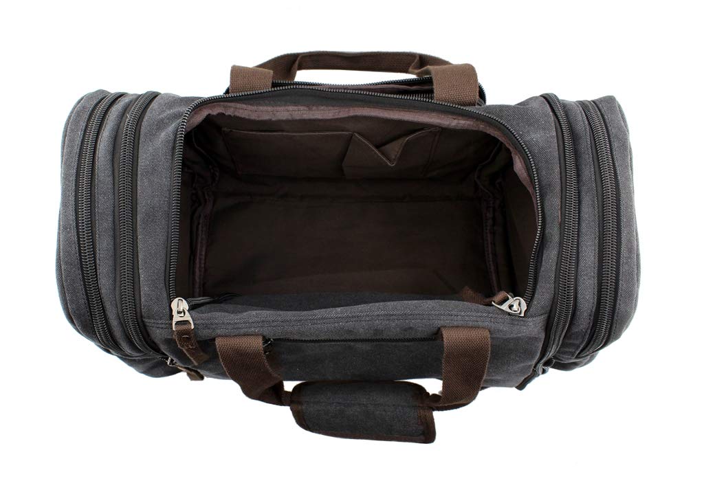 Stylish Canvas Weekender Bag - Durable Overnight Travel Tote & Shoulder Duffel Luggage for Women & Men | Perfect for Weekend Getaways, Gym, Beach Trips & Business Travel (Model 170804-02)