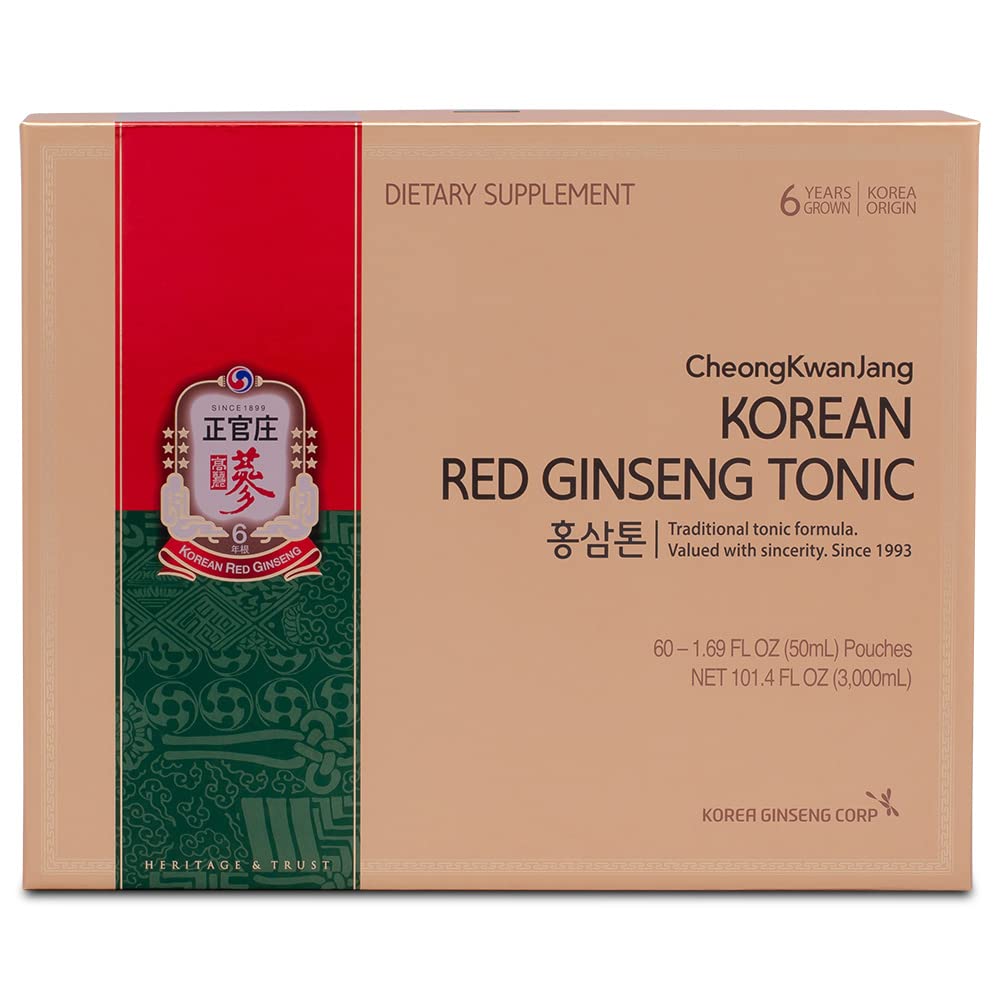 Premium Korean Red Ginseng Tonic Pouch (Mild) - 6-Year Aged Extract with 10 Herbal Blend for Immune Support & Energy Boost - Ideal for Daily Wellness & Stress Relief