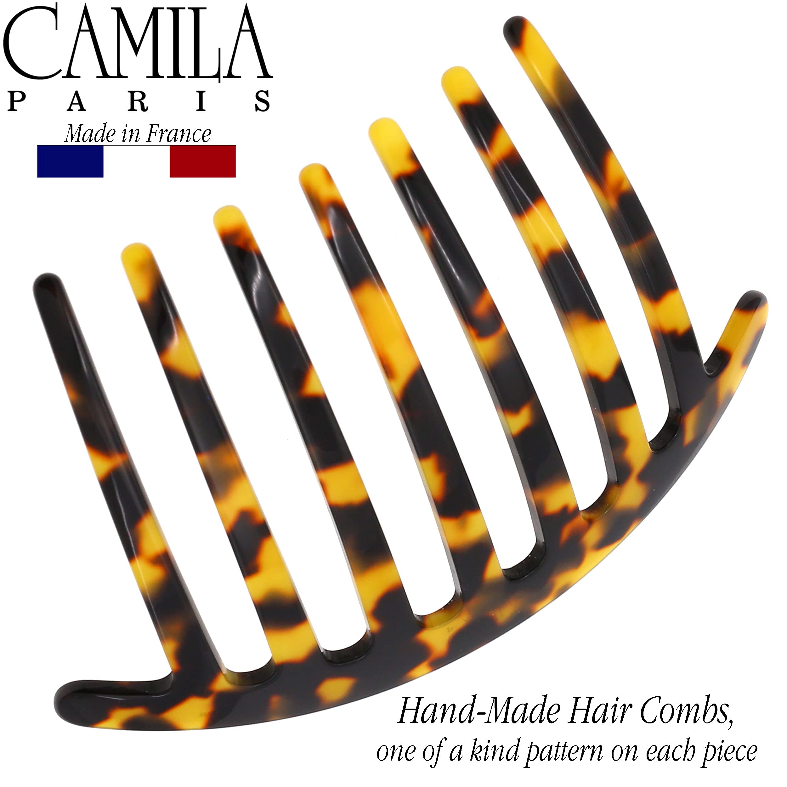 Camila Paris CP3184 French Handmade Side Comb - Rounded Hair Clip for Women | Strong Hold Hair Accessories for Bun, Chignon & Up-Do Styling | Made in France | Perfect for Weddings, Parties & Everyday Elegance