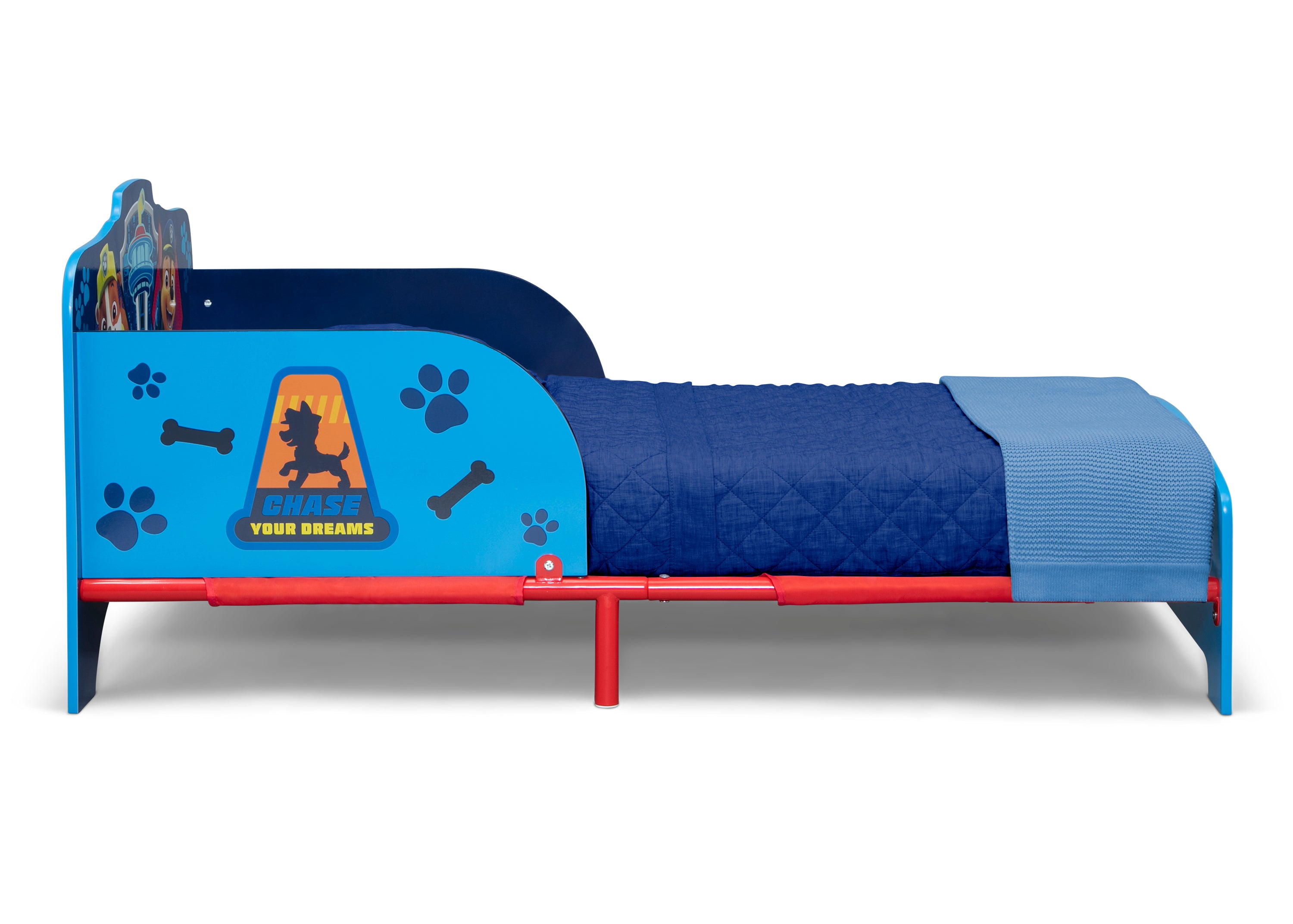 PAW Patrol Themed Wood & Metal Toddler Bed for Kids - Durable & Safe Children's Bed with Official Character Design - Perfect for Nursery, Bedroom, or Playroom Decor