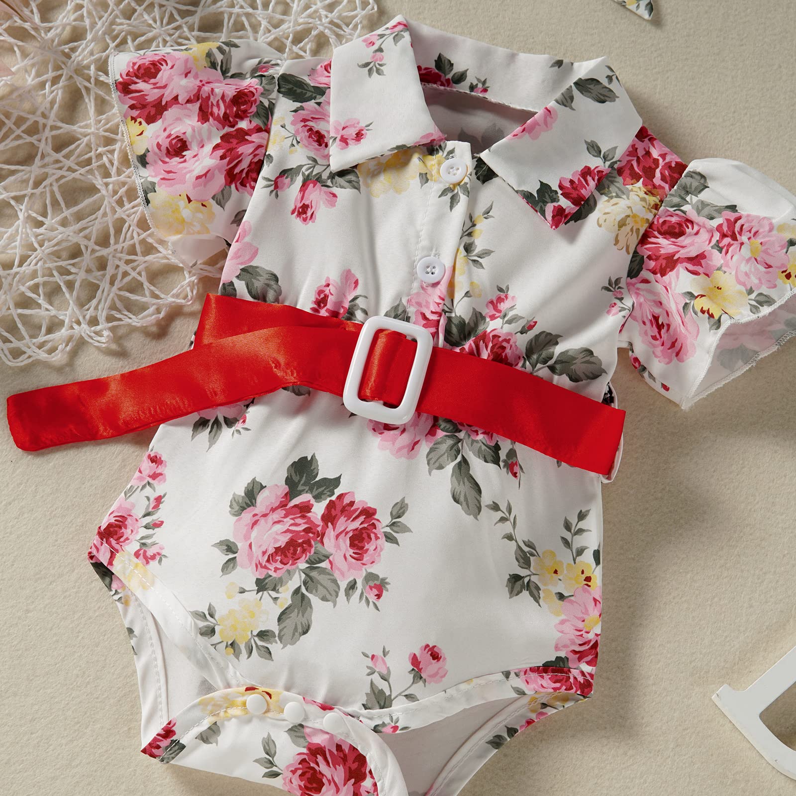 Newborn Baby Girl Summer Romper - Cute Casual Toddler Bodysuit with Fly Sleeve & High Waist Lapel | Perfect for Infant Outfits, Playtime & Photo Shoots