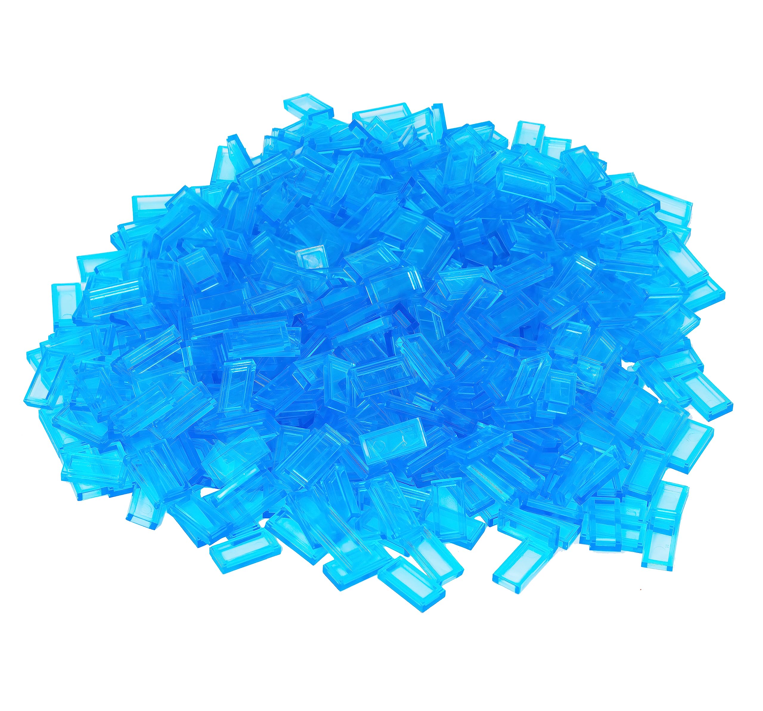 550 PCS Transparent Light Blue 1x2 Tiles - Bulk Flat Building Bricks Toy for Kids, Compatible with Lego Bricks, Perfect for Water Play & Creative Building Block Sets - Ideal for DIY Projects, Mosaic Art & STEM Learning Activities