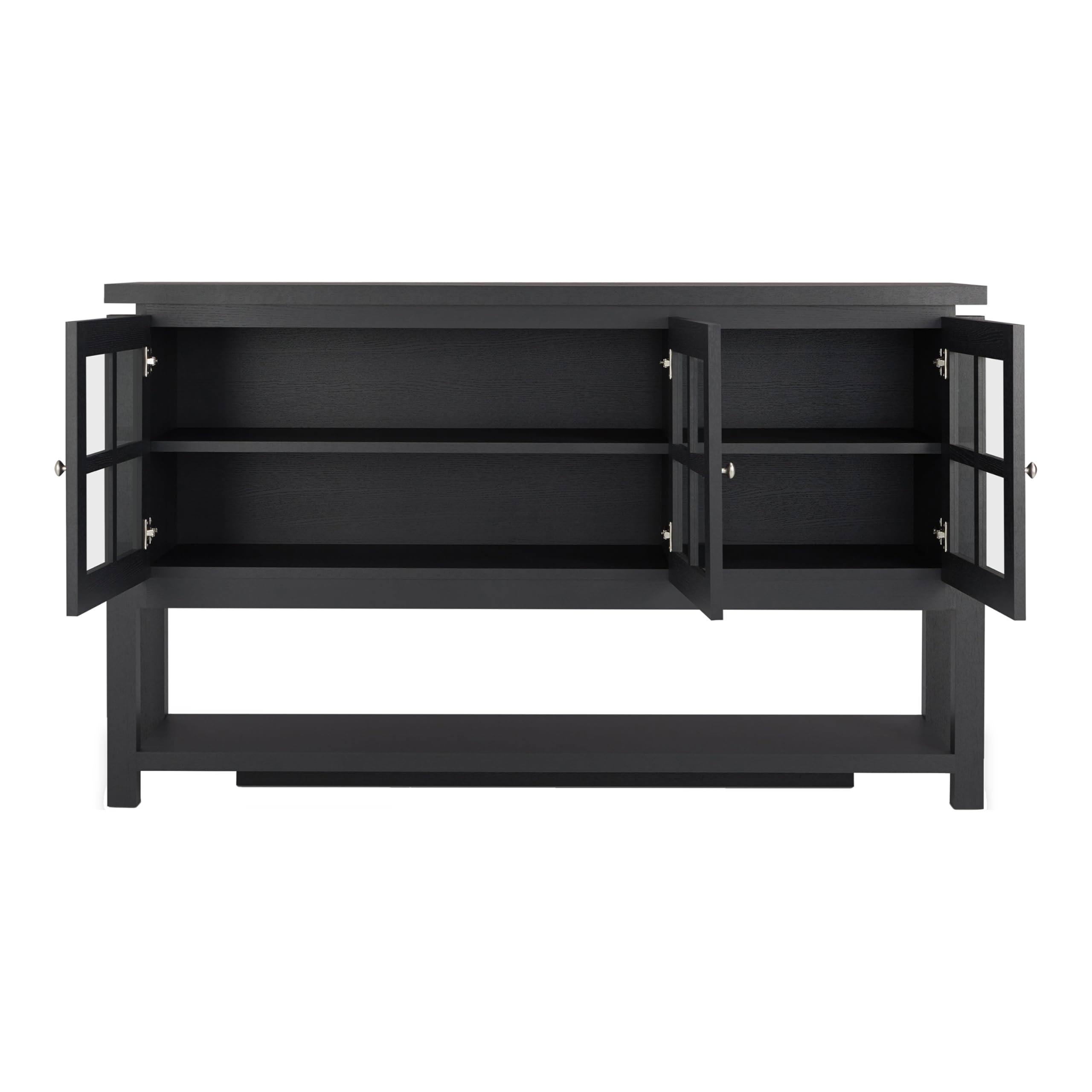 Furniture of America Julianna Farmhouse Sideboard Buffet Cabinet with Storage & Glass Doors - Wood Kitchen Coffee Bar, Entryway Console Table for Dining Room & Living Room - Perfect for Home Decor & Entertaining (Black)