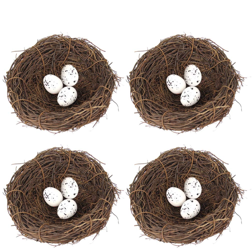 24pcs Artificial Easter Bird Nests with Eggs - Realistic Simulation Bird Nest Decorations for Easter Home Decor, Spring Centerpiece, and Party Table Settings