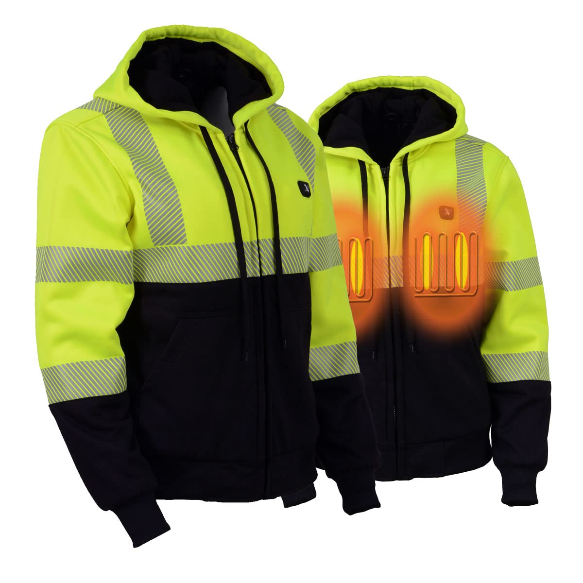 Nexgen Heat MPL2773SET Women's Heated Hoodie Jacket - High Visibility Reflective Zipper Front Sweatshirt with Rechargeable Battery Pack - Perfect for Outdoor Work, Winter Sports & Cold Weather Activities