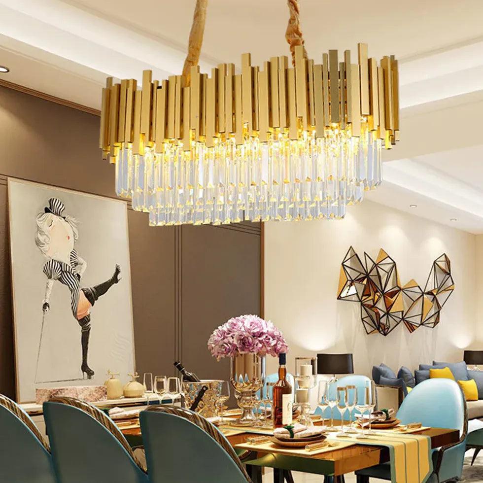 Modern Gold Trapezoid Pendant Light - Elegant Dining Room Chandelier for Kitchen Island, Breakfast Nook & Restaurant Lighting