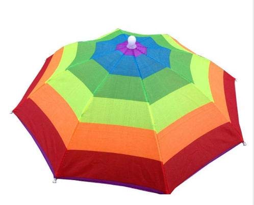 Ezone Hands-Free Umbrella Hat - Adjustable Sun & Rain Protection Cap for Outdoor Activities - Rainbow Colorful Beach Party Accessory for Hiking, Gardening, Fishing and Festivals