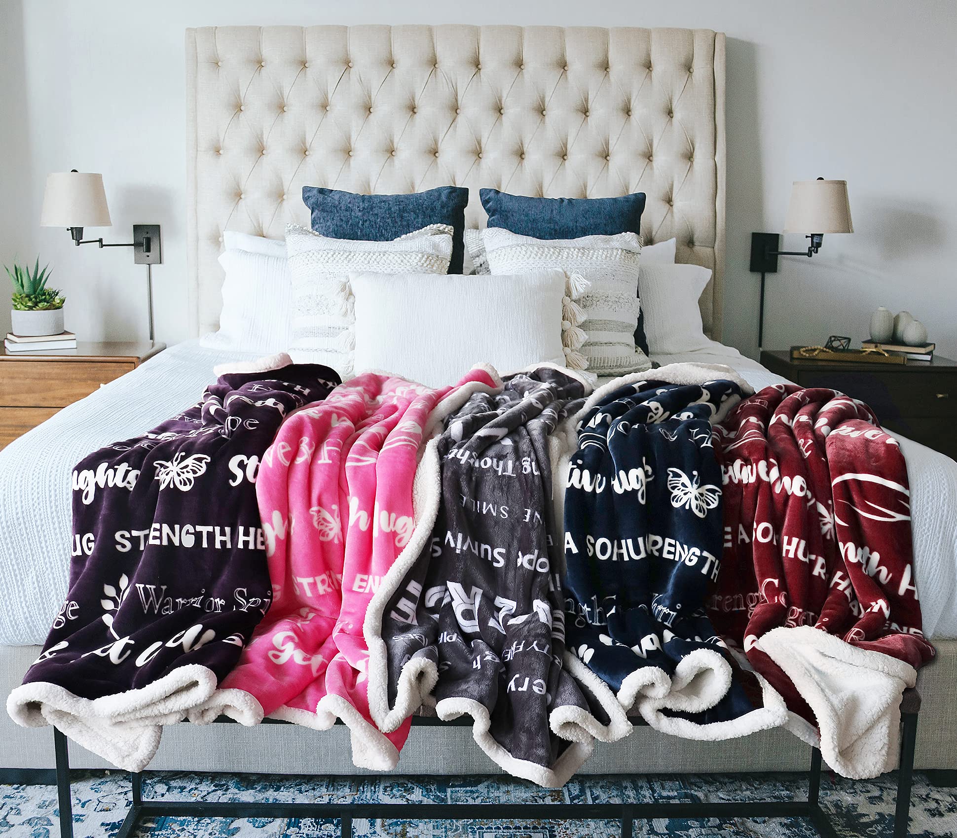 MACEVIA Soft Sherpa Fleece Breast Cancer Survivor Blanket - 50