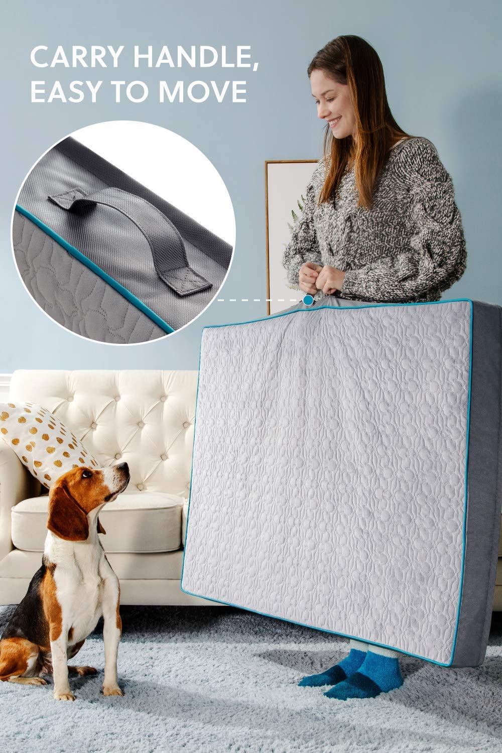 Orthopedic Dog Bed for Large Dogs - Memory Foam Pet Mattress with Washable Cover | Waterproof & Comfortable for Home Use