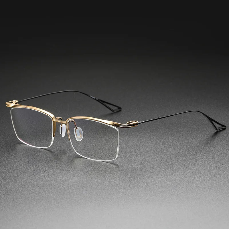 Aimee Unisex Semi-Rimless Square Browline Titanium Eyeglasses Frame 3817 - Lightweight & Durable Glasses for Work, Reading, and Fashion Accessories