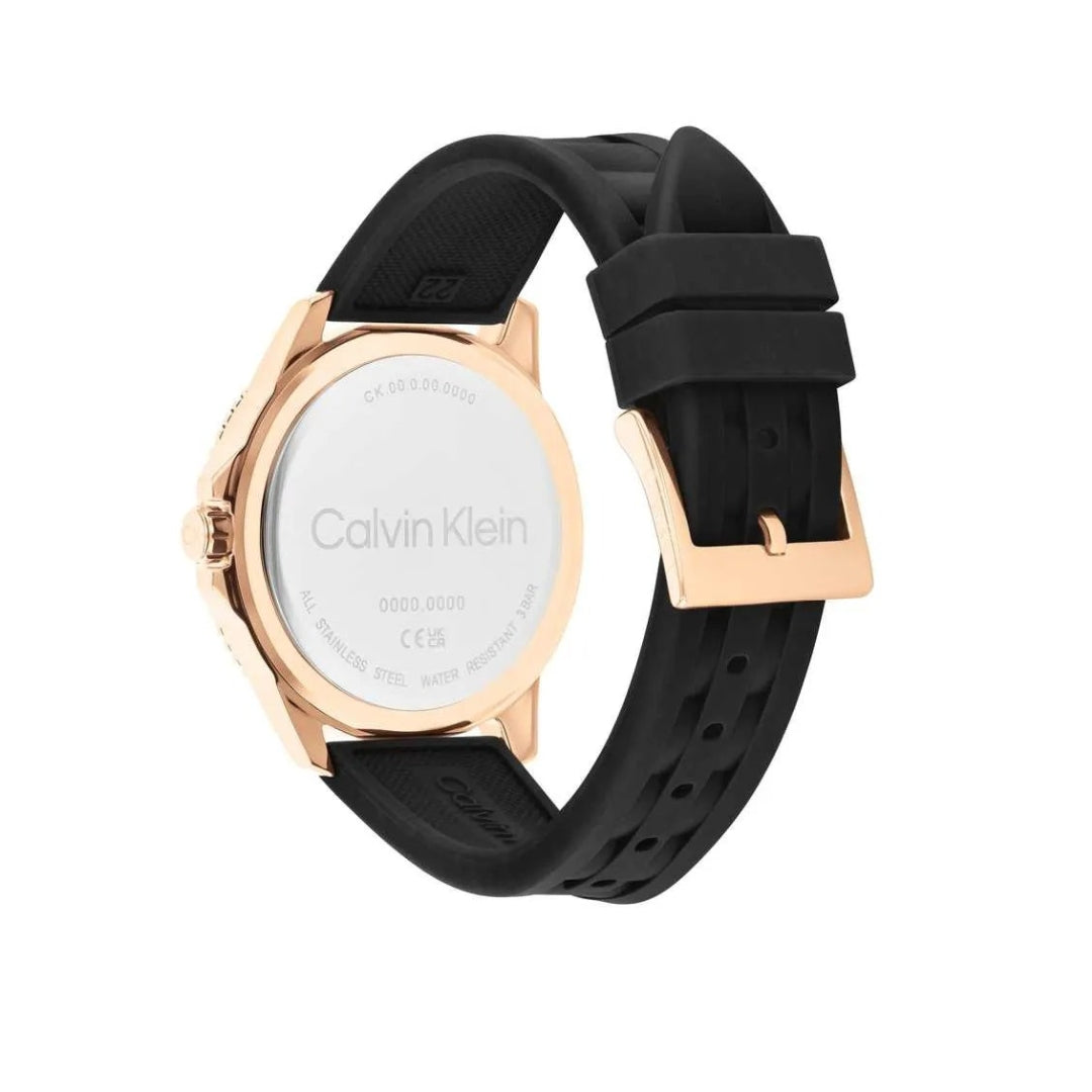 Calvin Klein Aqueous Gold Dial Black Silicone Watch 25200426 - Stylish Unisex Timepiece for Casual & Formal Wear