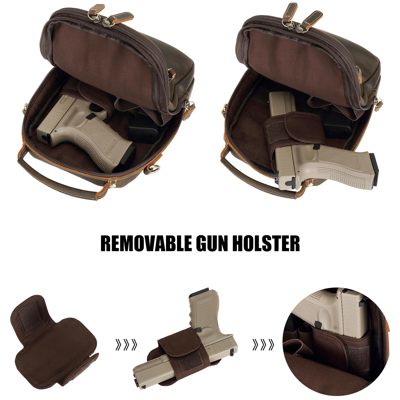 Premium Full Grain Italian Leather Concealed Carry Gun Pouch - Small Crossbody Handgun Bag & Fanny Pack for Pistol - Adjustable Waist Belt Firearm Holster Case for Outdoor, Travel & Everyday Protection