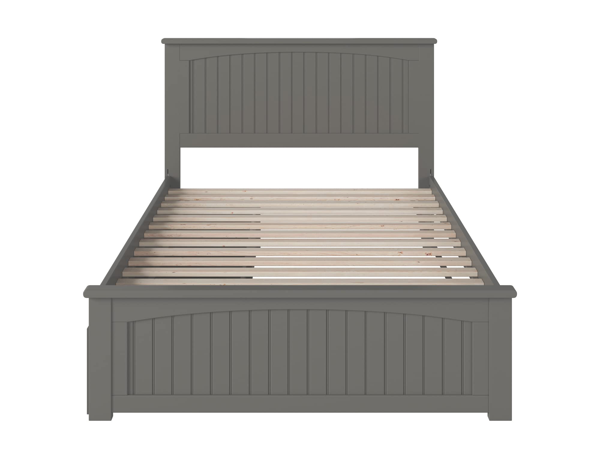 Nantucket Full Size Platform Bed Frame with Matching Footboard & Urban Storage Drawers - Grey Modern Bedroom Furniture for Small Spaces & Guest Rooms
