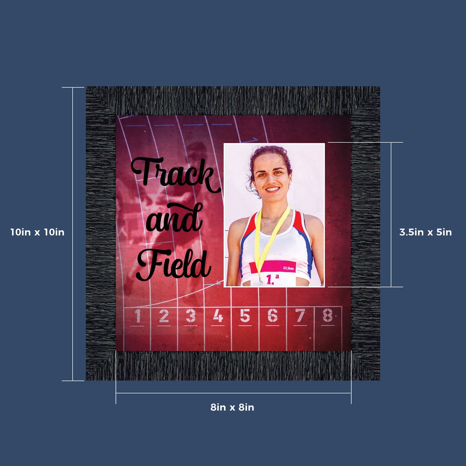 Crossroads Home Décor Track and Field Wall Art - Inspirational Runners Picture Frame for Coaches & Athletes - Perfect for Gym, Office, or Sports Room Decor