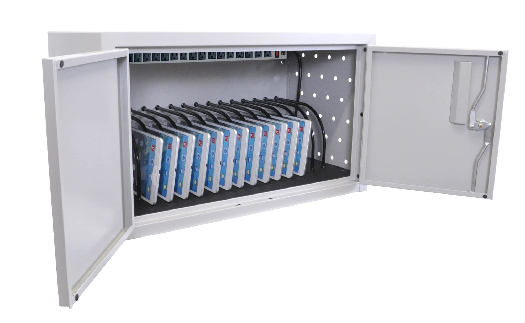 LUXOR LLTMW16-G Wall Mount & Desk Charging Station for 16 Tablets - Gray | Perfect for Schools, Offices & Conference Rooms