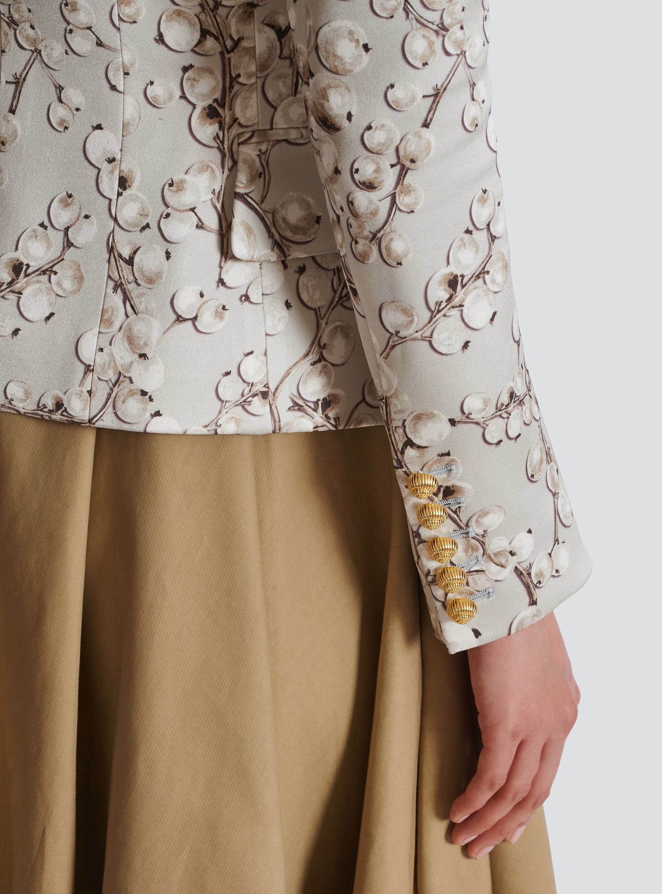 Stylish 6-Button Satin Jacket with Redcurrant Print - Perfect for Casual Outings & Evening Events