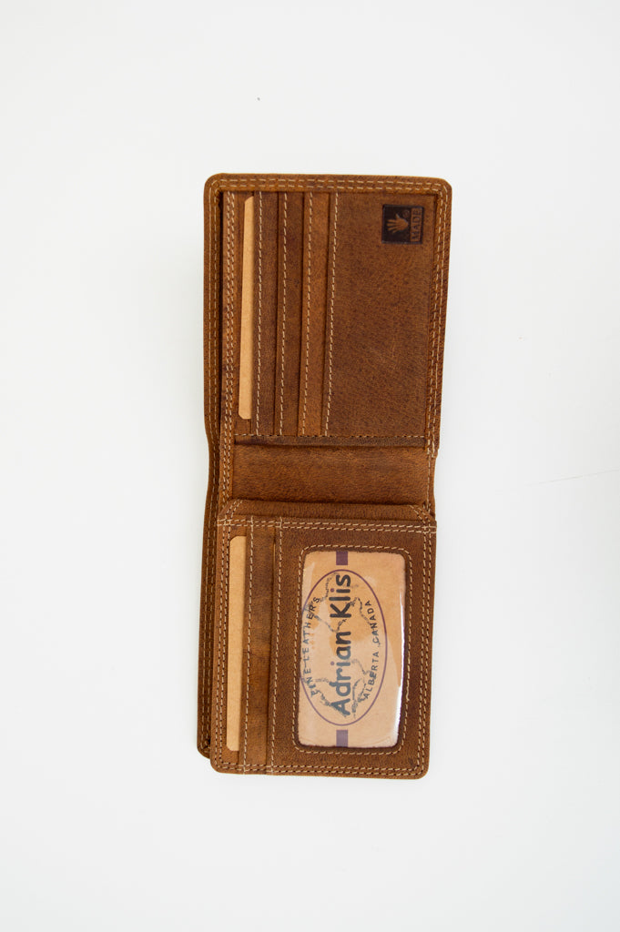 Premium Adrian Klis 214 Genuine Buffalo Leather Billfold Wallet - Slim Bifold Design for Men, Perfect for Everyday Carry & Business Cards