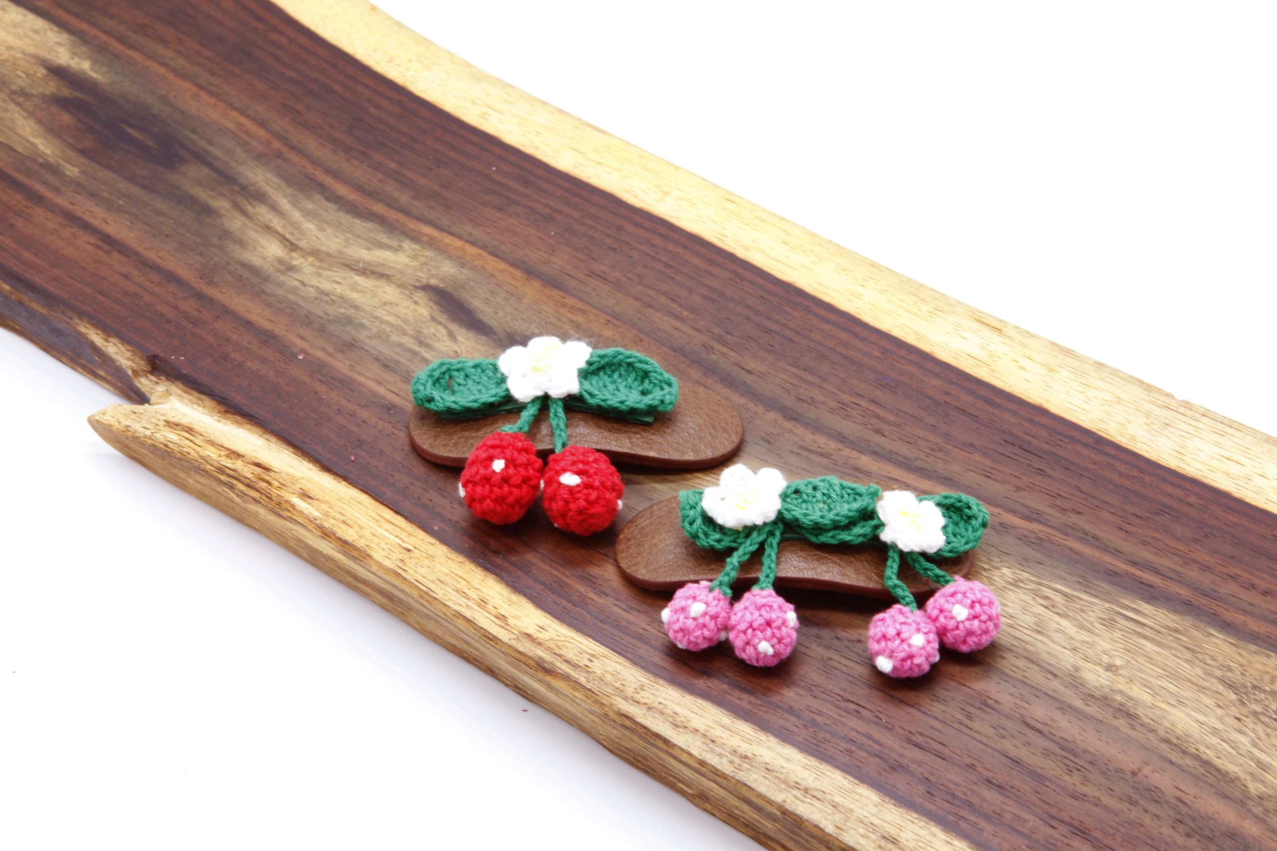 ZIWOO Handmade Leather Hair Clips for Women - 2 Pack Cherry Hair Accessories for Girls, Teens & Adults - Perfect for School, Work, Parties & Everyday Styling