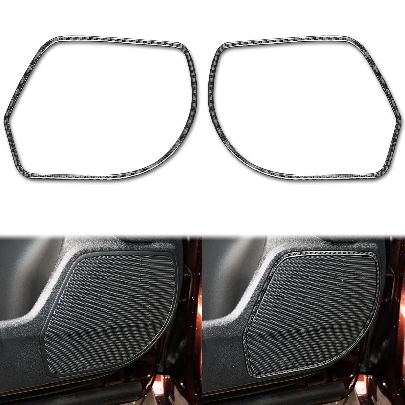 Premium Soft Carbon Fiber Auto Inner Door Side Horn Speaker Decal Cover - Compatible with Honda 9th Gen Accord 2013-2017 - Interior Trim Sticker Accessories - Enhance Car Aesthetics & Protect Door Panel