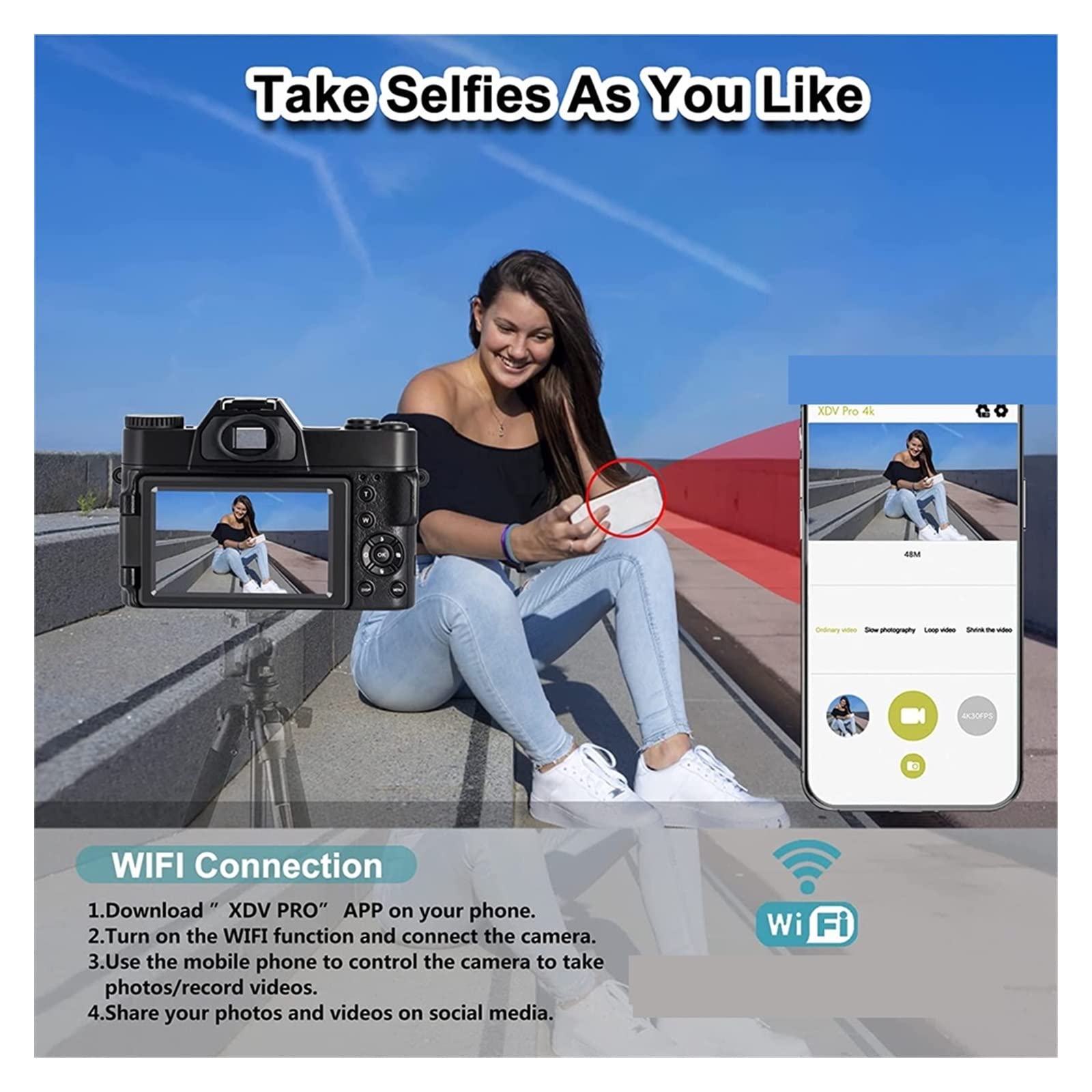 AUBEST 4K Digital Camera 48MP Video Camera Camcorder with Auto Focus & Wide Angle - Perfect for Vlogging, Selfies, Photography Beginners (Orange, No TF Card Included) | Ideal for Travel, YouTube Videos, Family Events & Outdoor Adventures