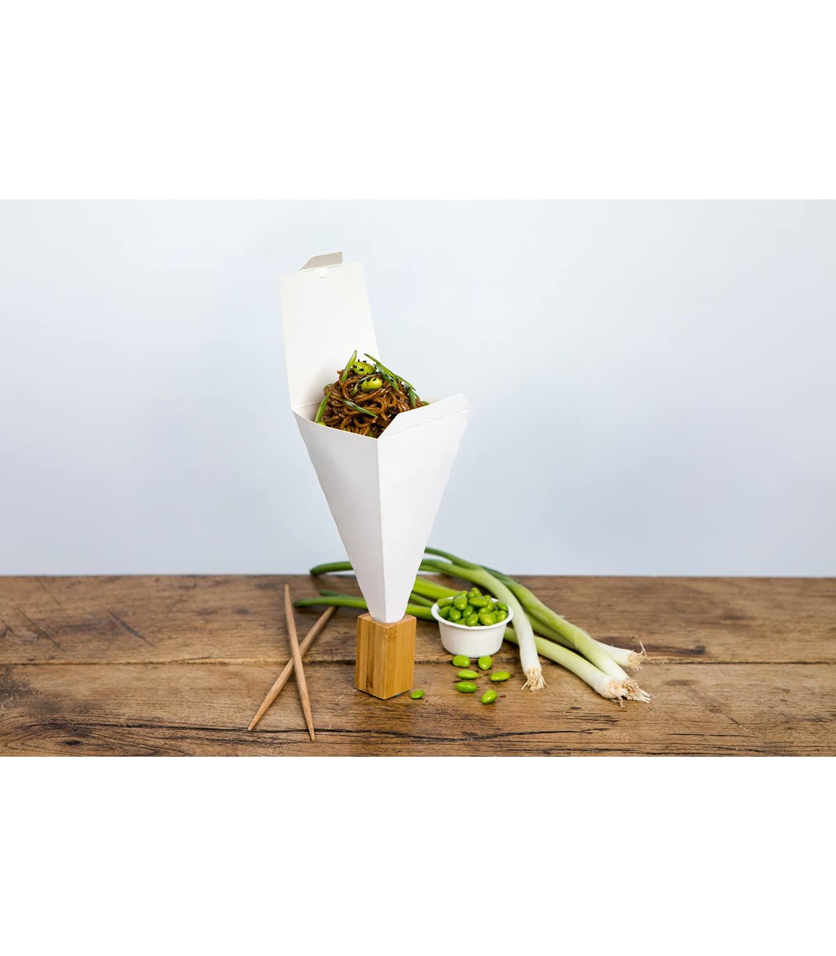 PacknWood 210SCONE 3.5 x 3.5 Inch White Closable Snack Cone - Perfect for Parties, Movie Nights, and Snack Serving