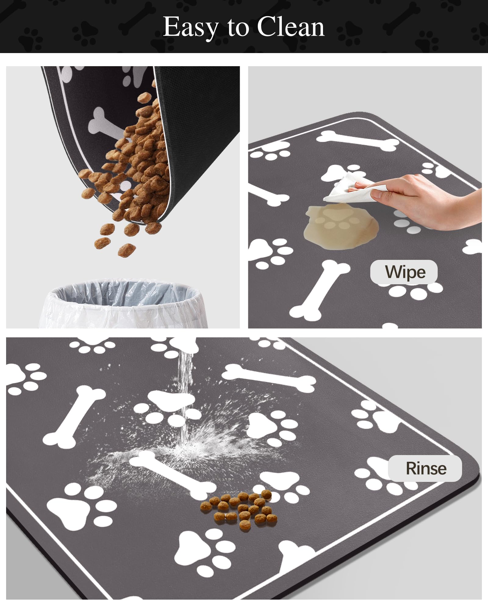 Premium Quick Absorbent Pet Food Mat for Dogs & Cats - 13