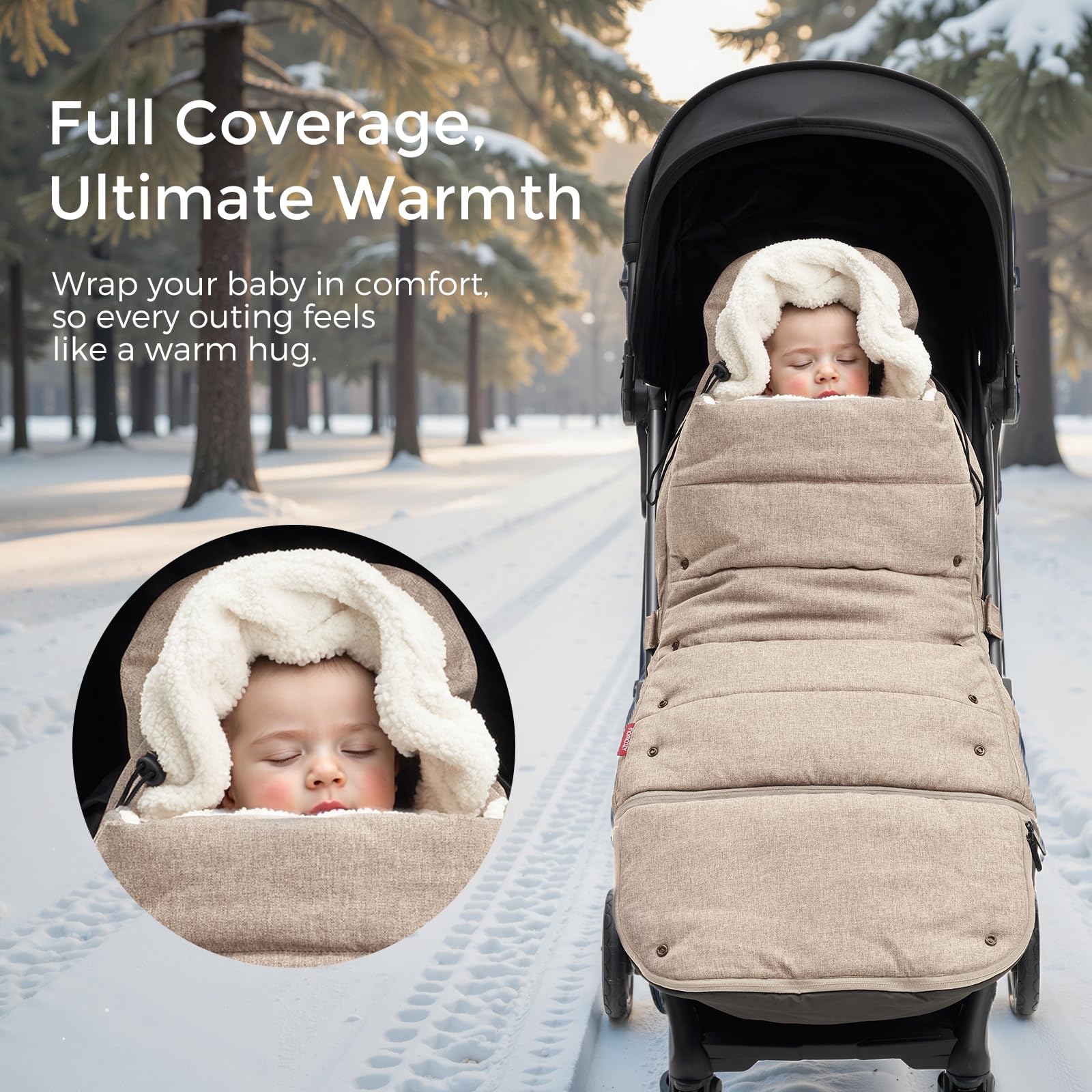 Momcozy Universal Weather-Proof Stroller Footmuff - Warm Extendable Winter Bunting Bag with Adjustable Buckle | Perfect for Cold Weather Strolls, Baby Carrier Protection & Outdoor Adventures
