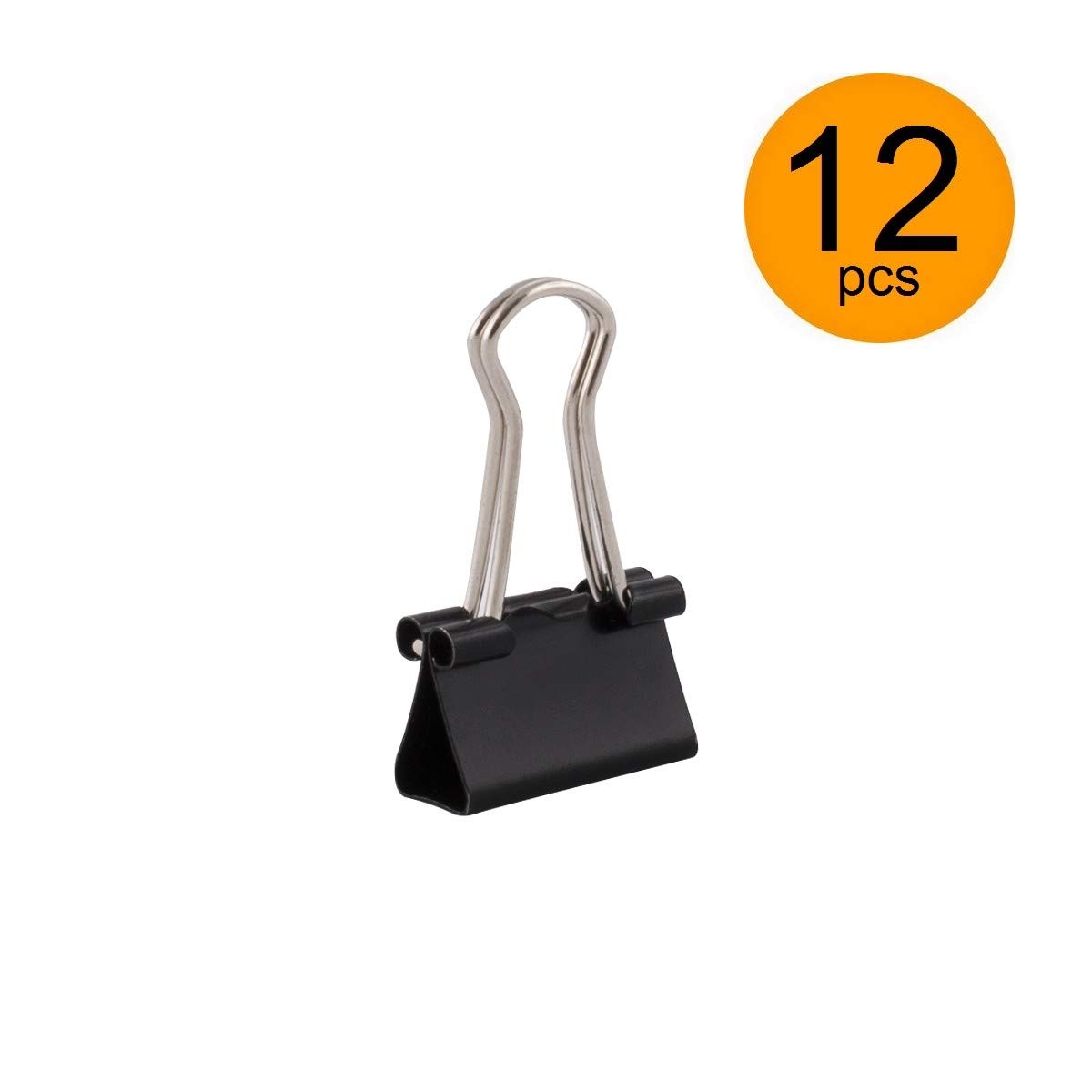 12-Pack Black 15mm Foldback Clips - Multi-Purpose Binder Clips for Office, School & Home Organization - Heavy Duty Paper Clips for Documents, Files & Bulletin Boards