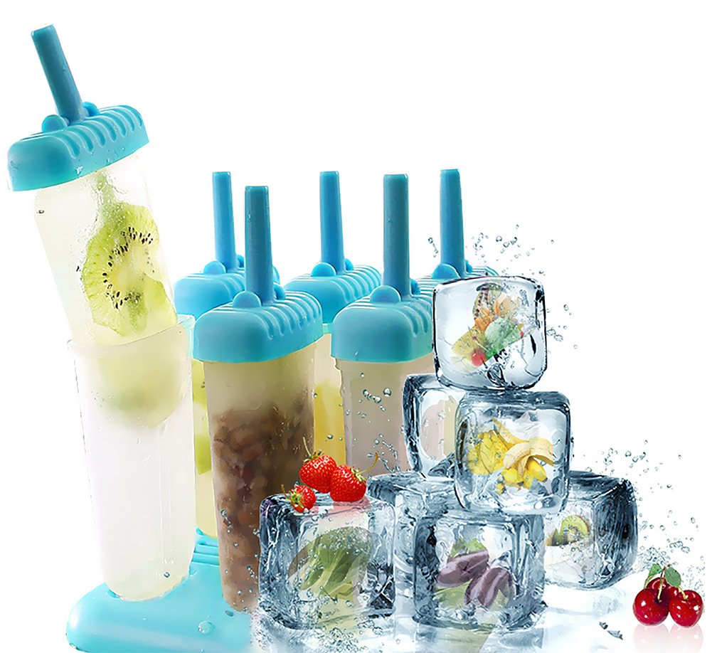 Ozera 6-Pack Reusable Popsicle Molds with Funnel & Cleaning Brush - Durable BPA-Free Ice Pop Maker for Homemade Frozen Treats - Perfect for Summer Snacks, Kids Parties & Healthy Desserts