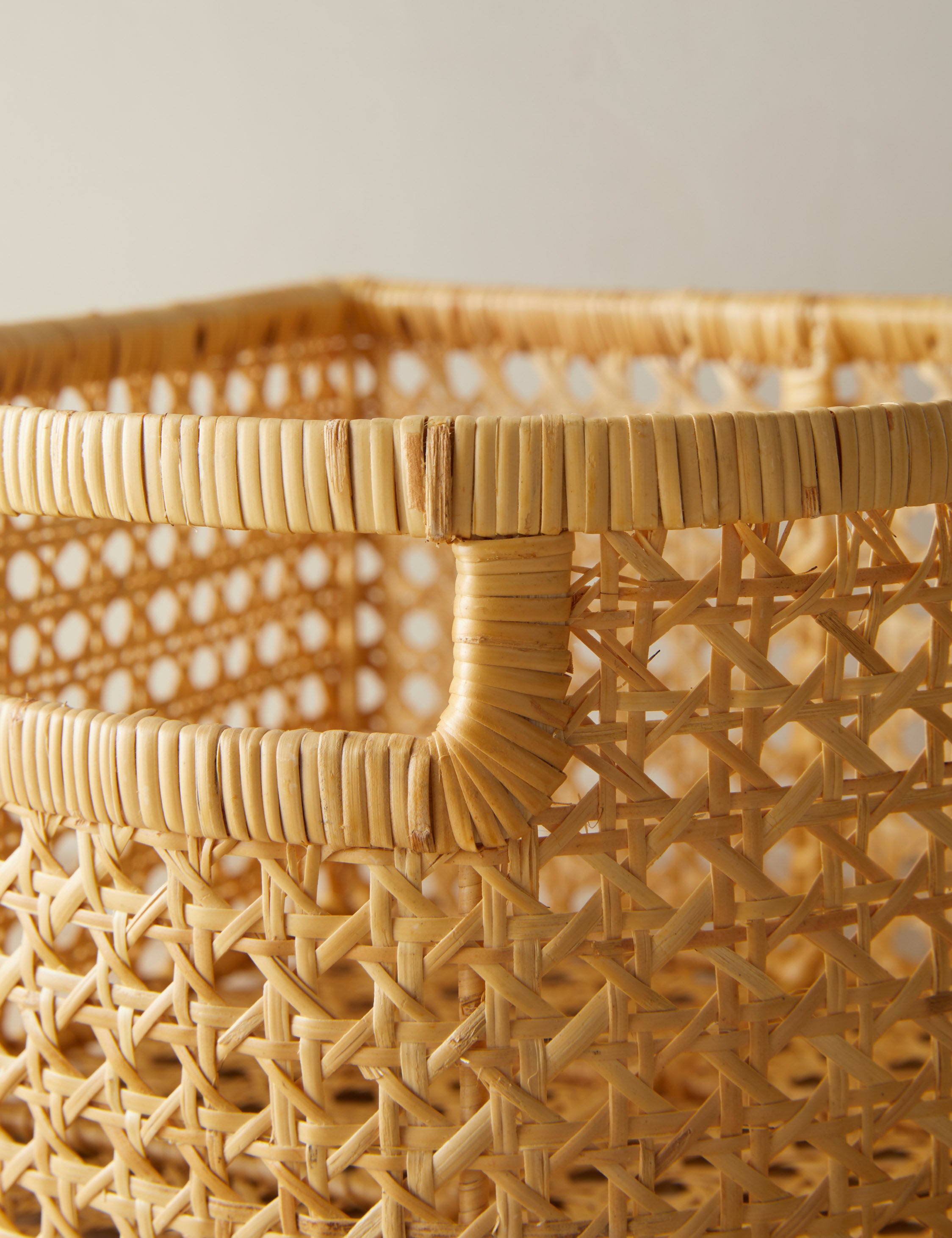 Sarah Sherman Samuel Handwoven Natural Cane Basket - Boho Home Decor, Storage Organizer for Living Room, Bedroom, or Office