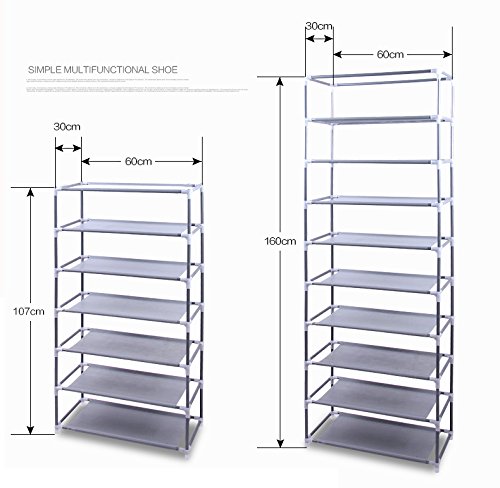 10-Tier Shoe Rack Organizer with Dustproof Cover - Sturdy 27-Pair Shoe Storage Cabinet for Bedroom, Closet & Entryway | Space-Saving Shoe Tower for Dorms, Apartments & Small Spaces (Coffee Brown)