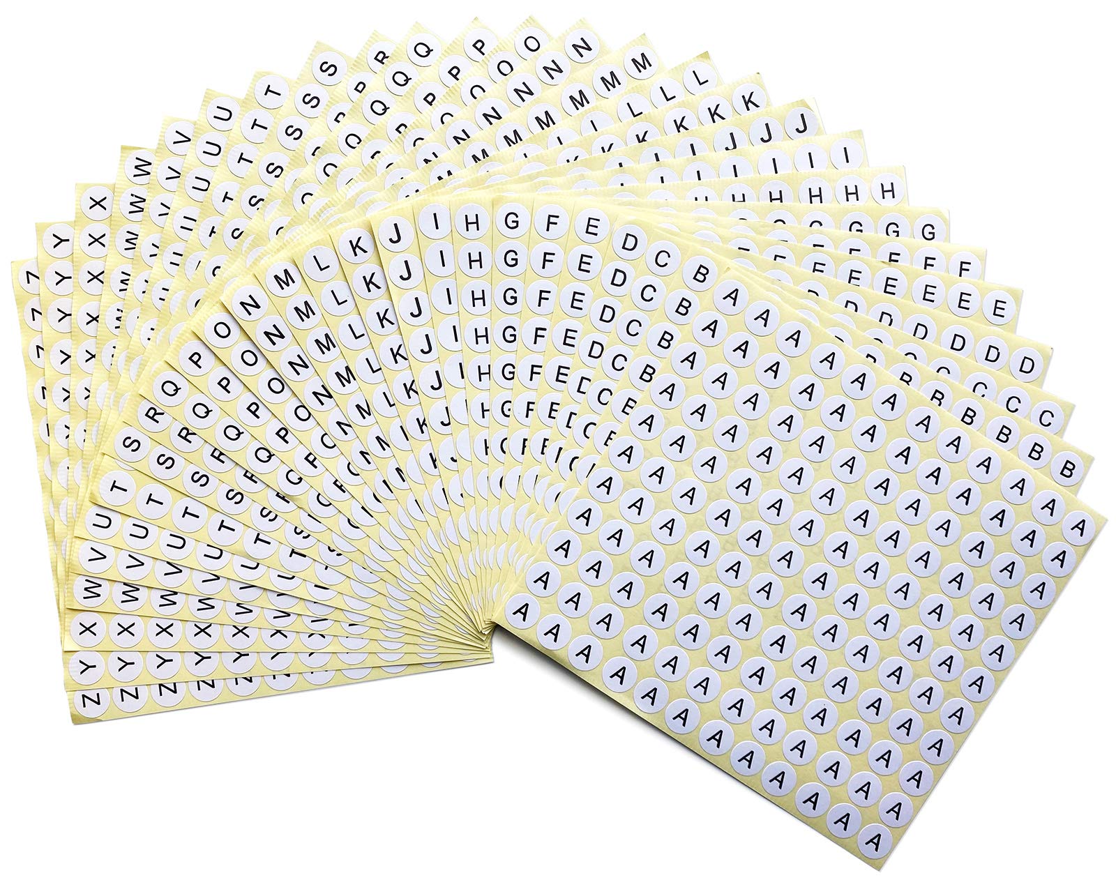 DealzEpic - A to Z Alphabet Stickers, Small Round Self-Adhesive Peel & Stick Letter Labels - 26 Sheets Set for DIY Crafts, Scrapbooking, School Projects & Organizing