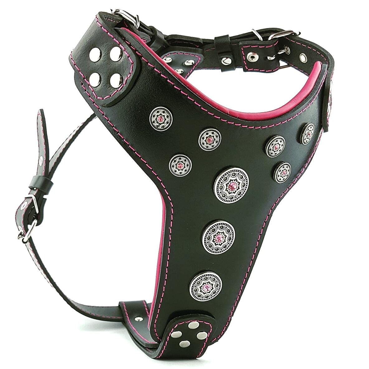 Bestia Bijou Genuine Leather Studded Dog Harness for Medium & Large Breeds - Durable & Stylish Pet Walking Accessory for Daily Walks & Outdoor Adventures