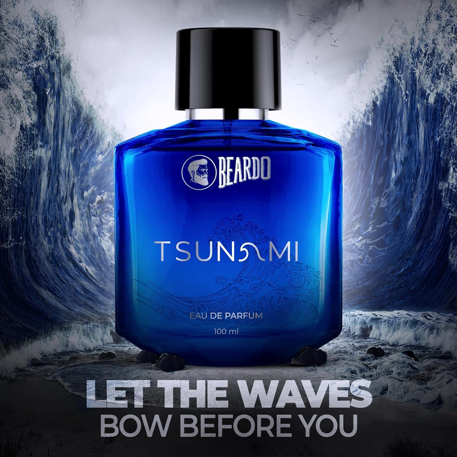 Beardos Men's Perfume - TSUNAMI Eau De Parfum, 100ml | Long Lasting Fresh Marine Aromatic Cologne | Valentine's Day Gift for Boyfriend, Husband | Intense Fragrance for Daily Wear & Special Occasions | Perfect for Office, Date Night & Formal Events