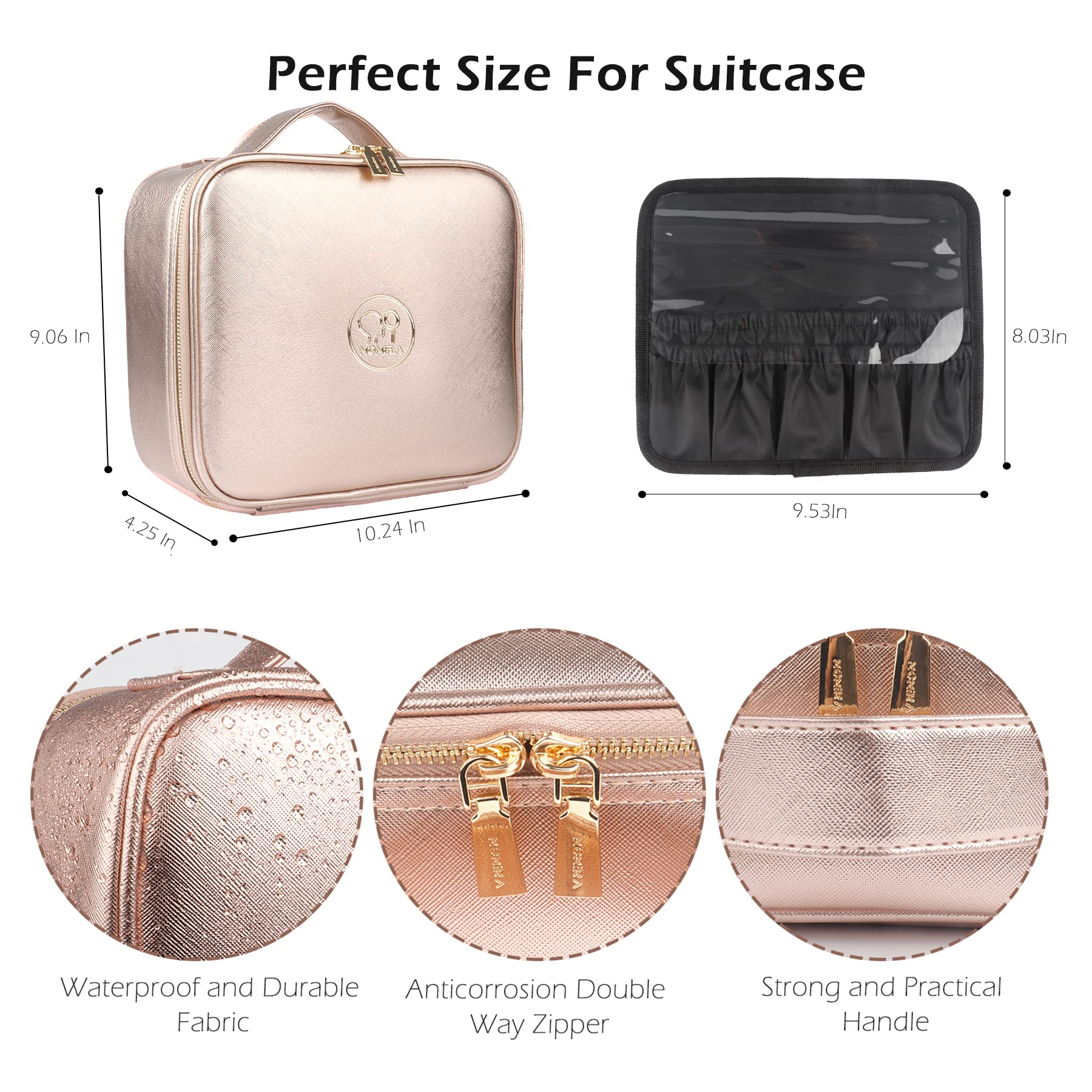 Premium MOMIRA Travel Makeup Bag with LED Mirror - Large Cosmetic Organizer, 3 Adjustable Lighting Modes & Waterproof Design - Perfect for Travel, Home Use & Gift Giving
